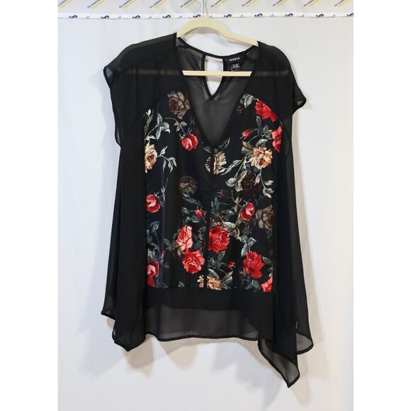 Torrid Floral Print Chiffon Short Sleeve Top Size 1 (1X) - Picture 1 of 3